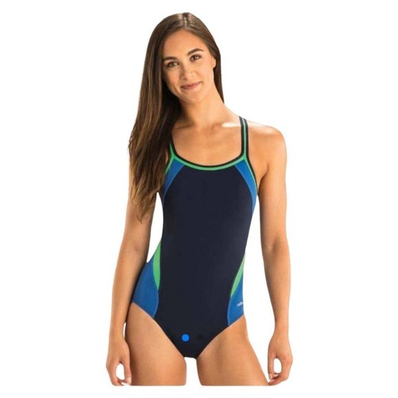 Womens RELIANCE Navy/Blue/Green Colorblock DBX Back - Picture 1 of 6